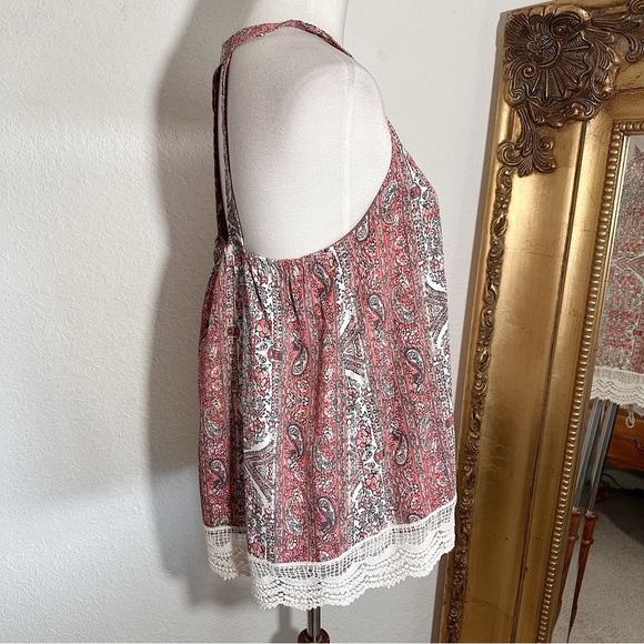 NWT Zoe & Rose Band of Gypsies Open Back Tank Top Ivory/Coral Size Medium $34 - Picture 5 of 8